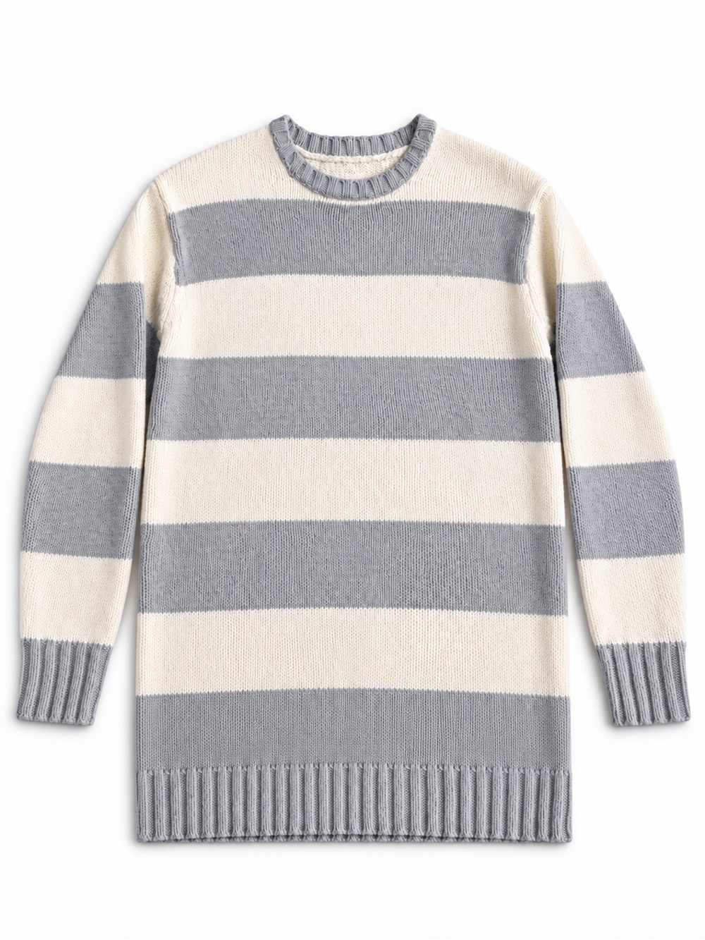 Aéropostale Gray Cream Striped 100% Cotton Sweater M